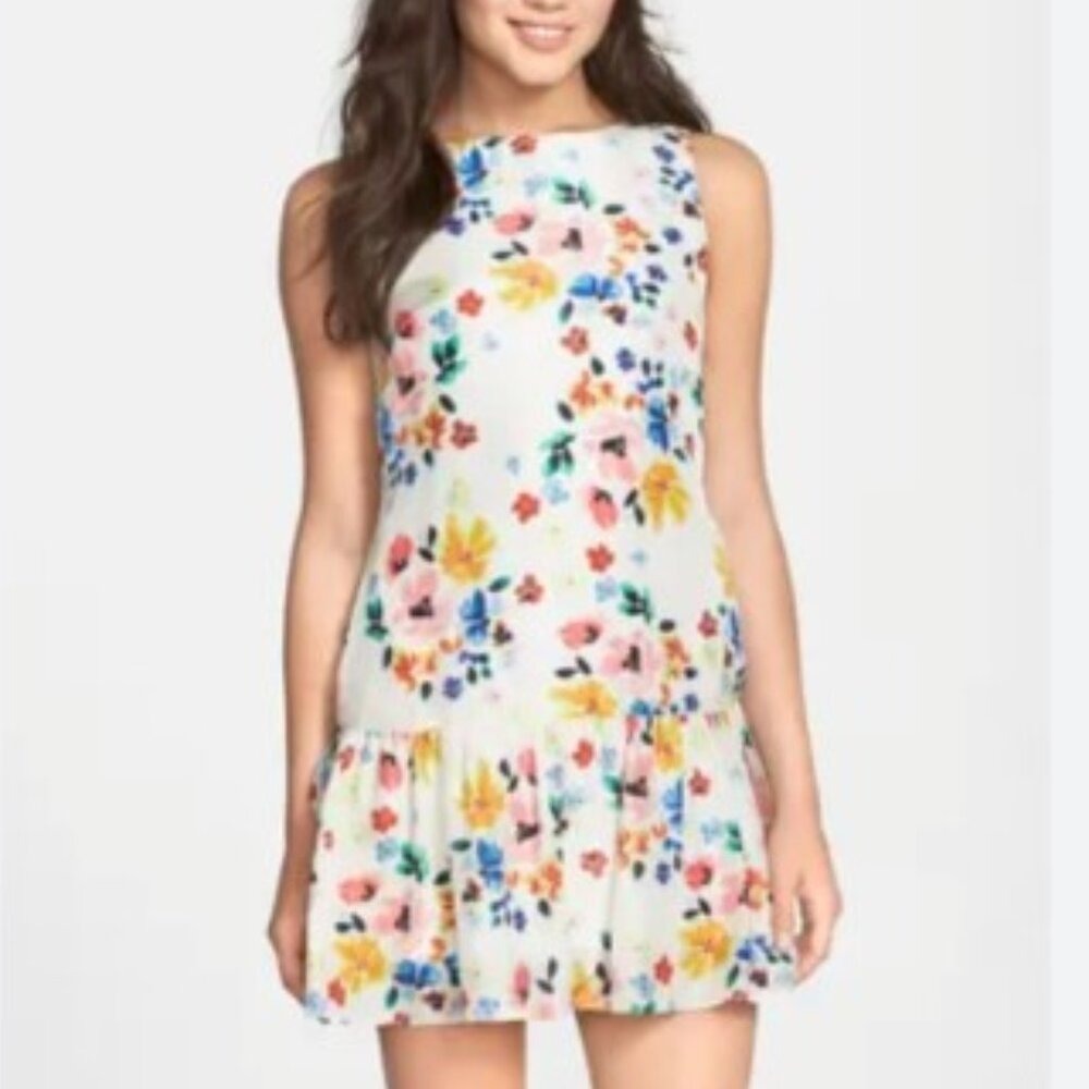CeCe by‎ Cynthia Steffe Womens Floral Print Sleeveless Drop Waist Dress Size 4